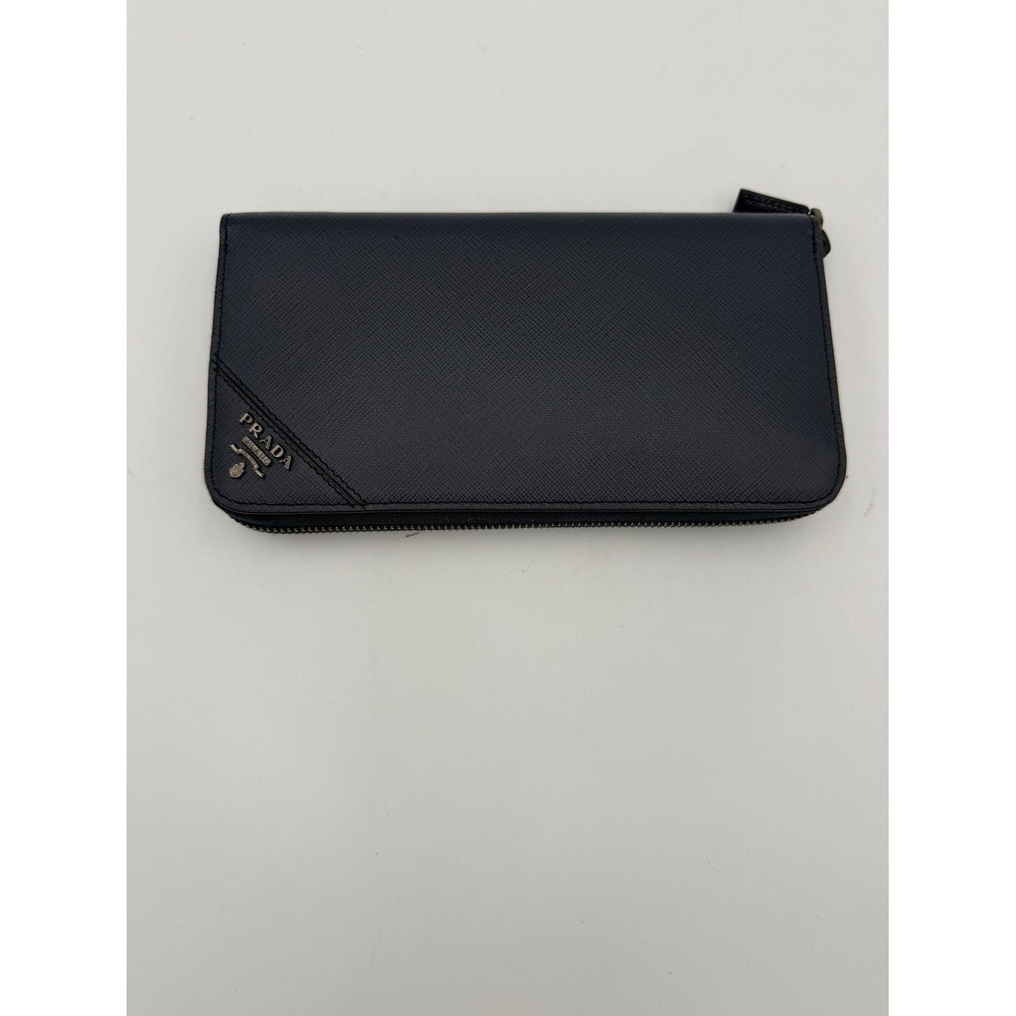 Prada PRADA Zip in Blue Saffiano Wallet