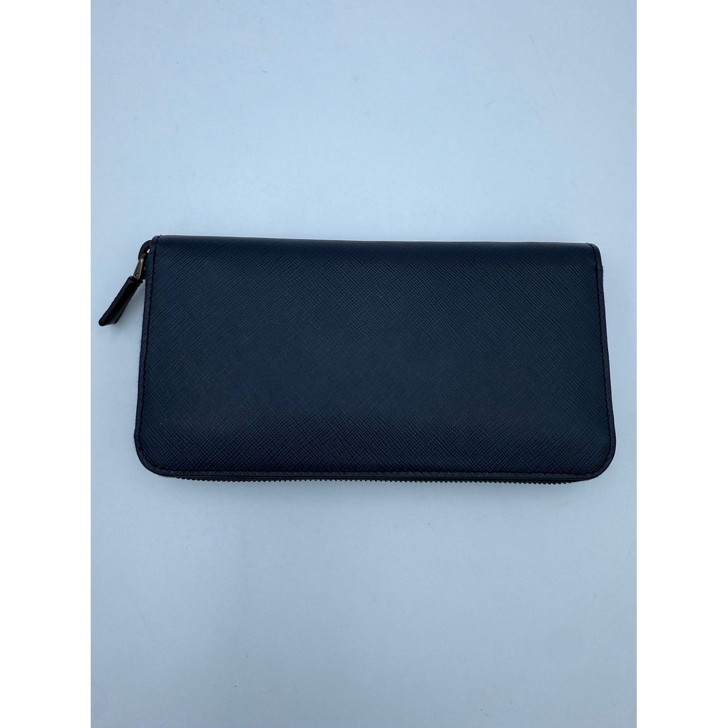 Prada PRADA Zip in Blue Saffiano Wallet