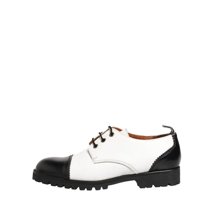 Dolce & Gabbana Black White Leather Derby Shoes