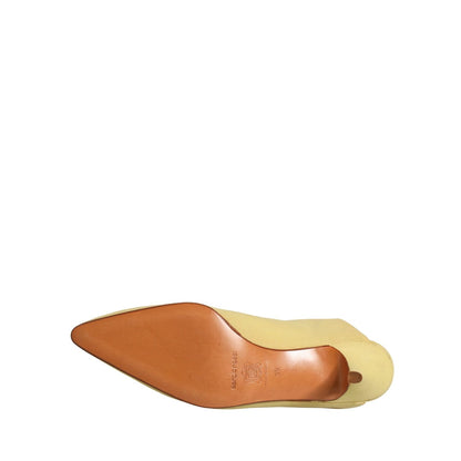 Dolce & Gabbana Yellow Suede Heel Mule Shoes