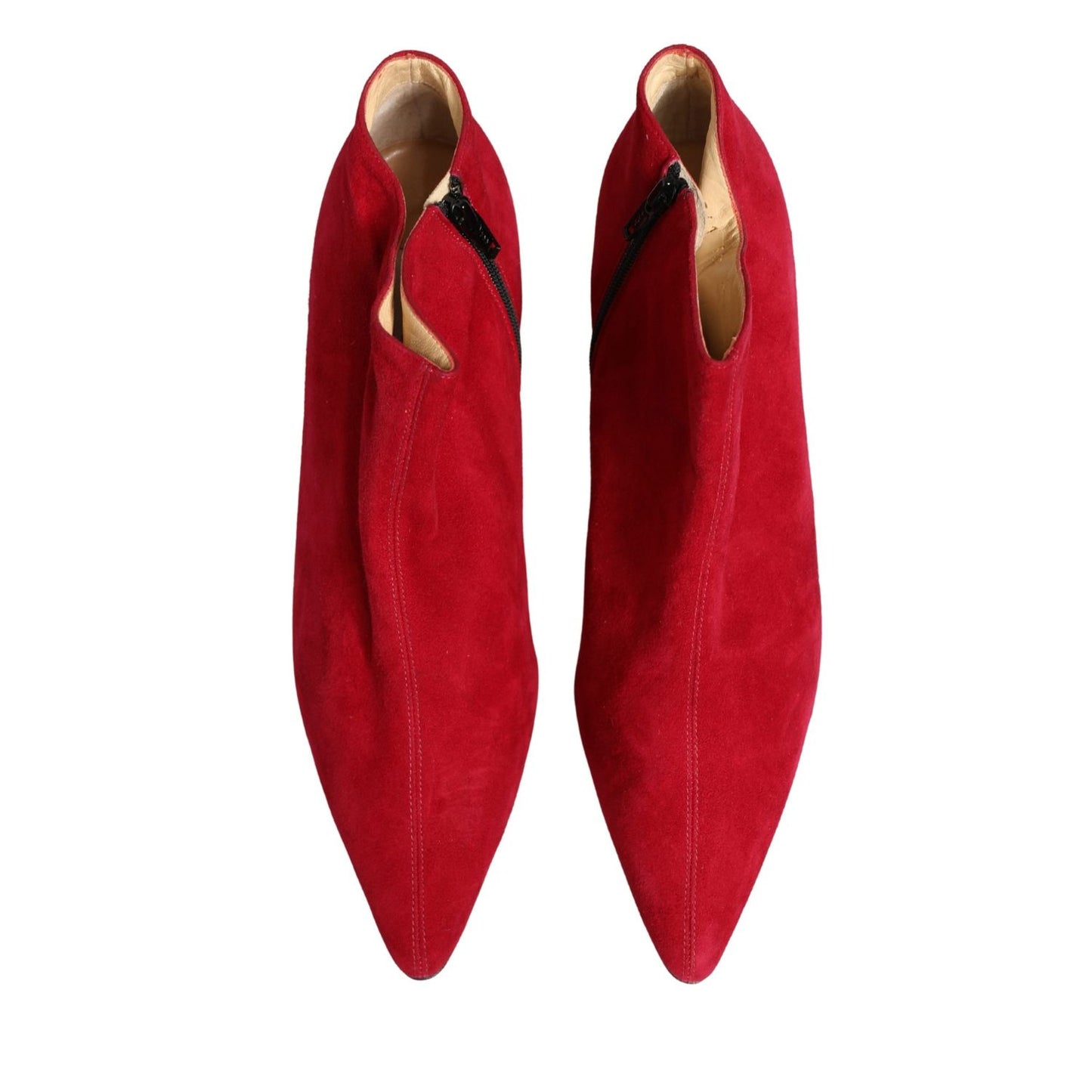 Dolce & Gabbana Red Suede Ankle Boots Shoes