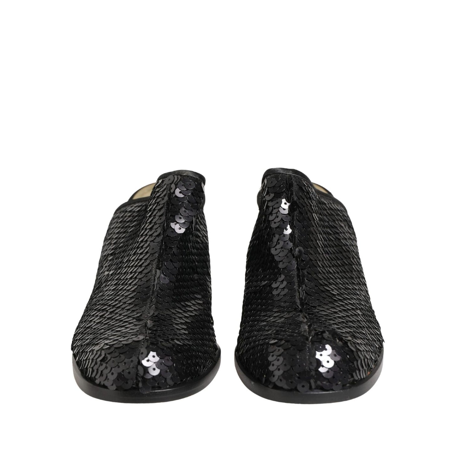 Dolce & Gabbana Black Sequined Mules Shoes