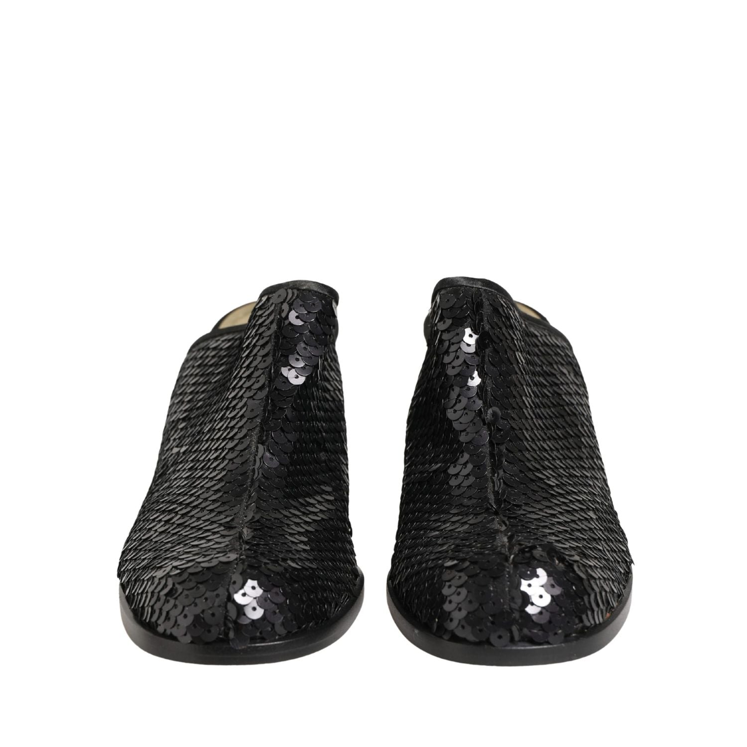 Dolce & Gabbana Black Sequined Mules Shoes