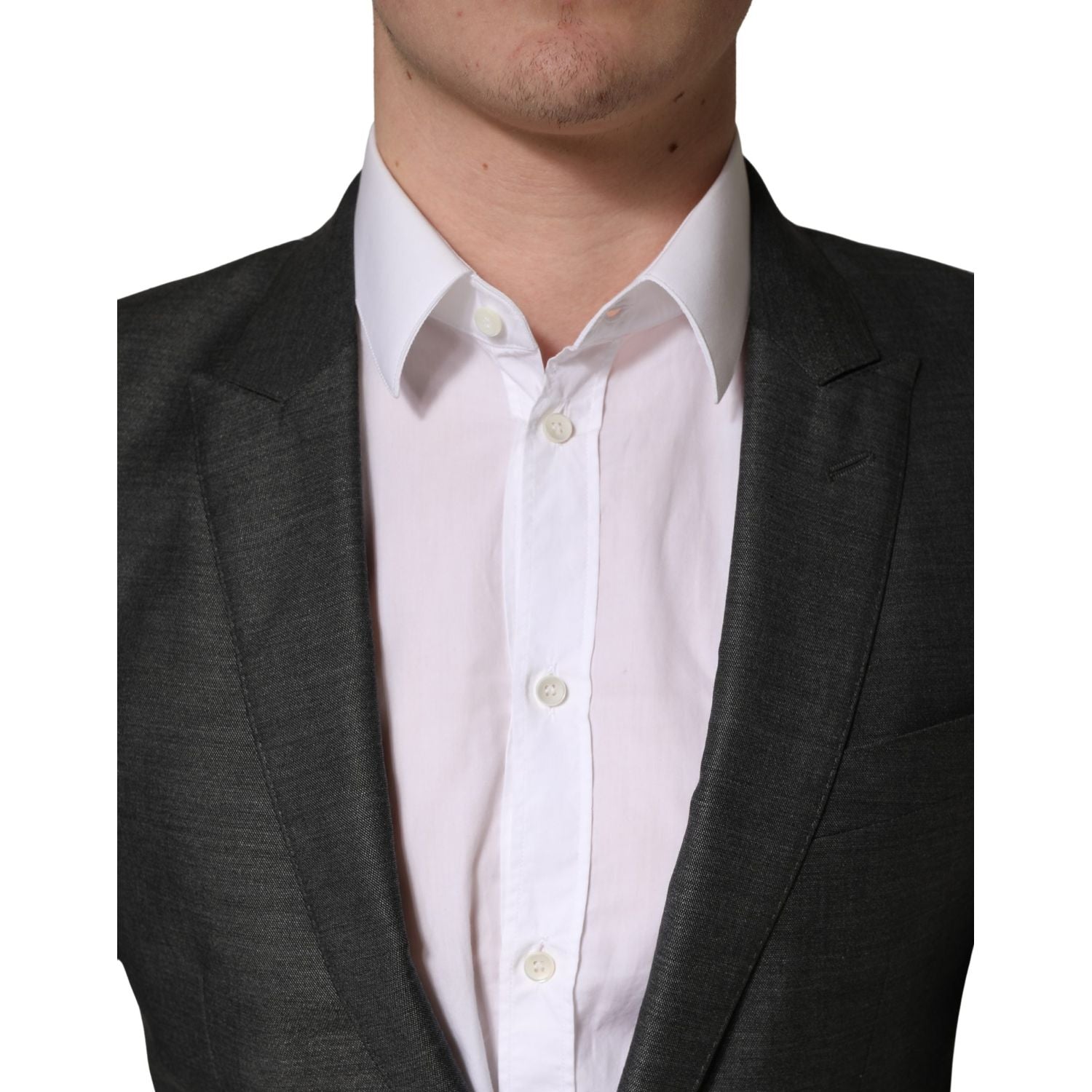 Dolce & Gabbana Dark Gray Wool Slim Fit Coat Jacket Blazer