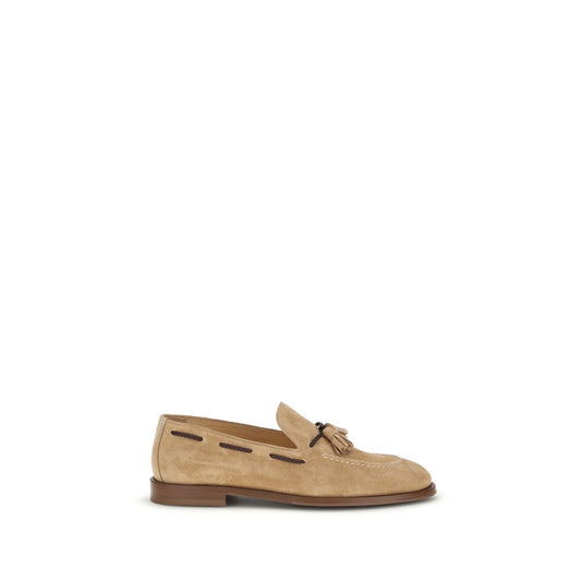 Brunello Cucinelli Brown Calf Leather Bos Taurus Slip-On Loafers