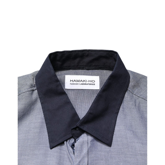 Hamaki-Ho Dark Blue Cotton Long Sleeves Collared Dress Formal Shirt