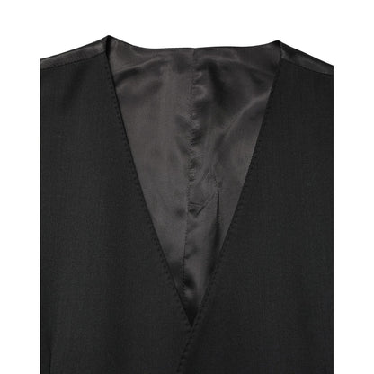 Dolce & Gabbana Black Wool Single Breasted Men Waistcoat Vest