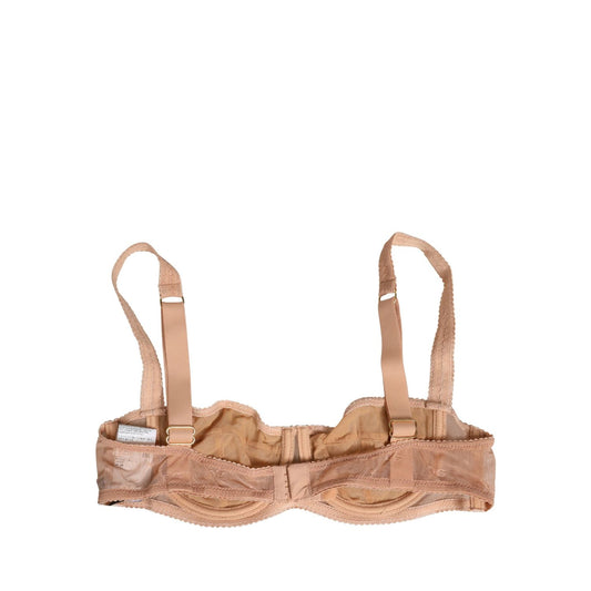 Dolce & Gabbana Beige Lace Mesh Underwire Balconnet Bra Underwear