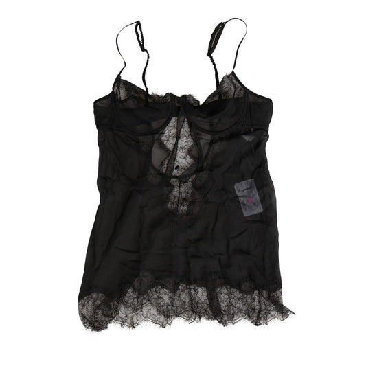 Dolce & Gabbana Black Silk Lace Lingerie Chemise Top Underwear