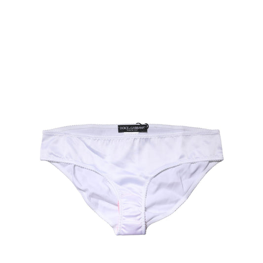 Dolce & Gabbana White Silk Stretch Mid Waist Brief Panty Underwear