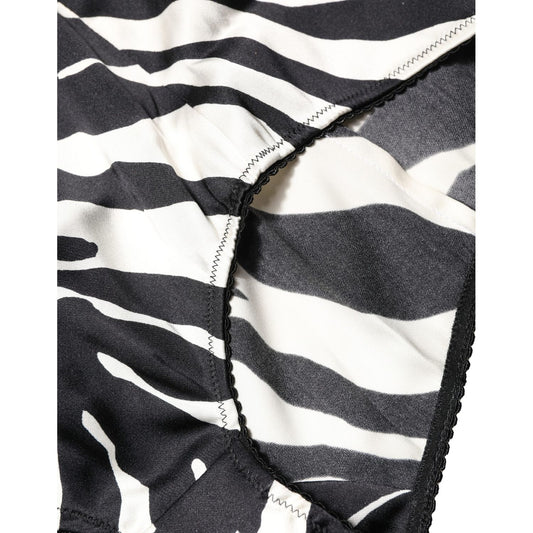 Dolce & Gabbana Black White Zebra High Waist Girdle Panty Underwear