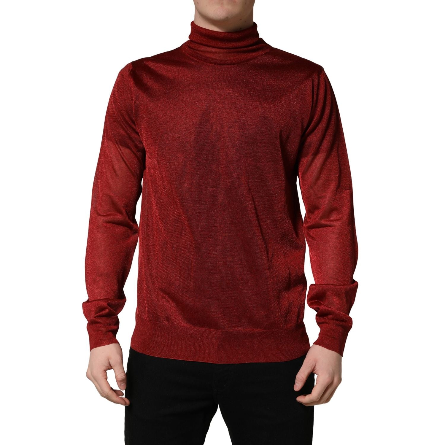 Dolce & Gabbana Red Long Sleeve TurtleNeck Pullover Sweater