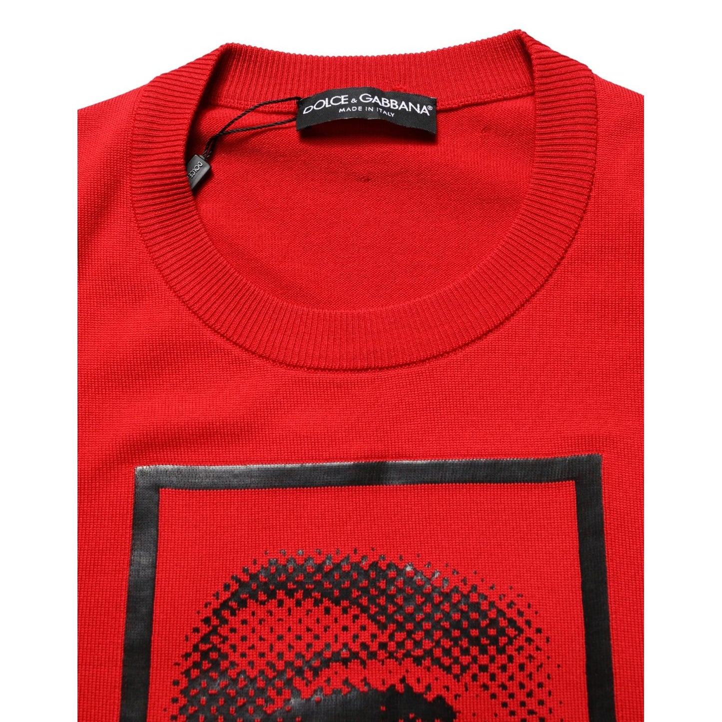 Dolce & Gabbana Red Eye Print Crew Neck Pullover Sweater