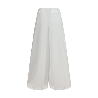 Marni White Cotton Casual Pants