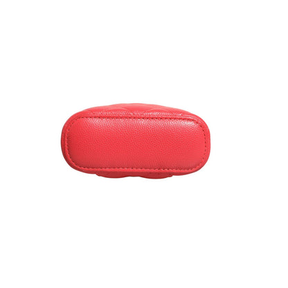 Chanel Red Caviar Quilted Small Vertical Coco Beauty Vanity Case with Chain