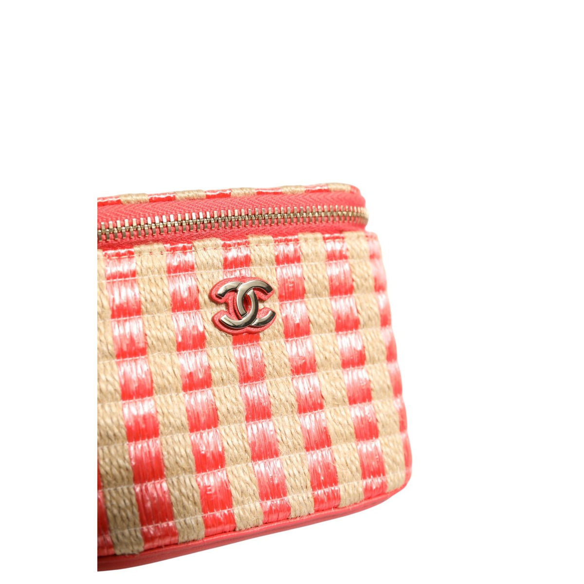Chanel Raffia Jute Striped Mini Vanity Case