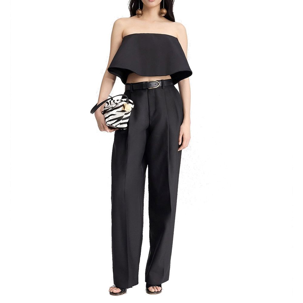 Jacquemus Black Silk Flared Pants