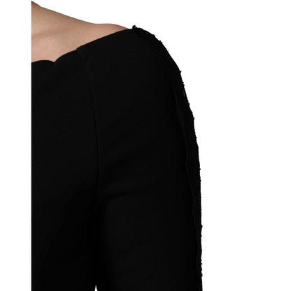 Dolce & Gabbana Black Silk Button Bodice Sheath Maxi Dress