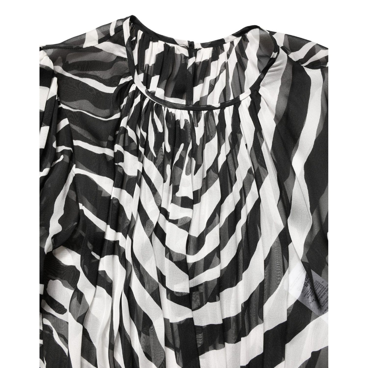 MSGM Black White Zebra Puff Sleeves Mini Dress