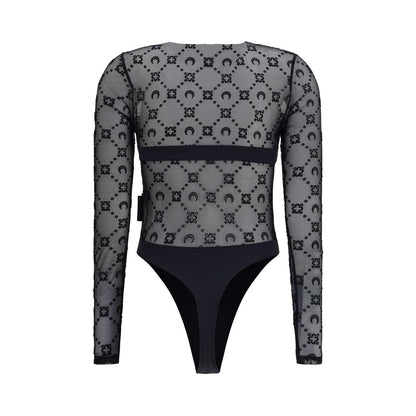 Marine Serre Black Polyamide Bodysuit