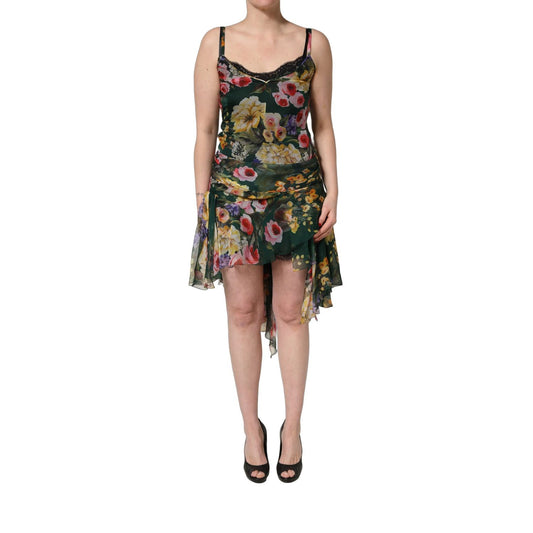 Dolce & Gabbana Multicolor Floral Print Sleeveless Mini Dress