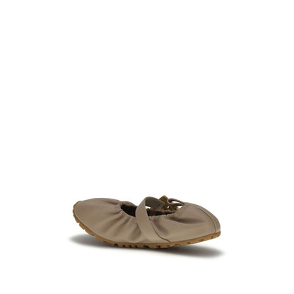 Balmain Beige Lamb Ovis Aries Ballet Flats