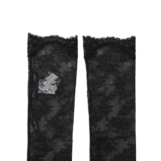 Dolce & Gabbana Black Floral Lace Nylon Stretch Knee Socks