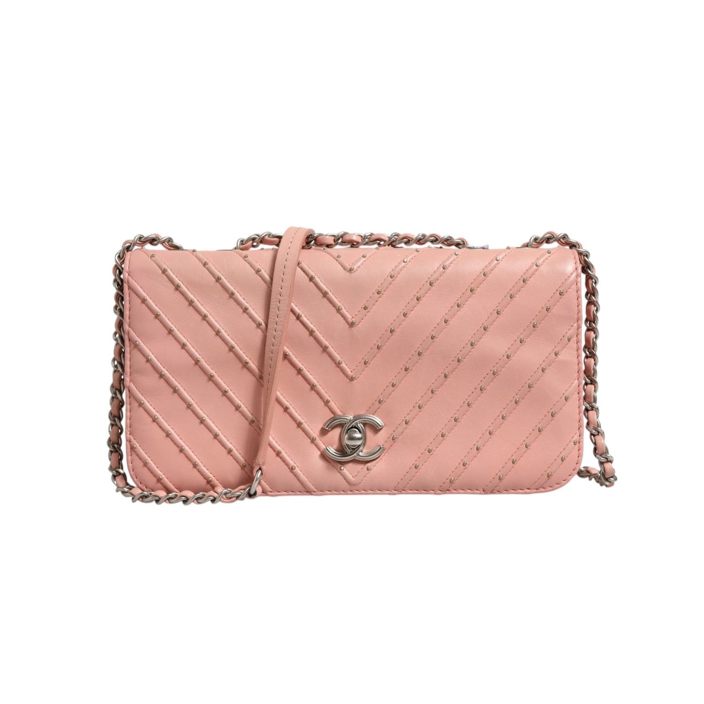 Chanel Small Classic Double Flap Bag Light Pink Chevron