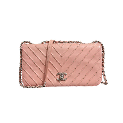 Chanel Small Classic Double Flap Bag Light Pink Chevron