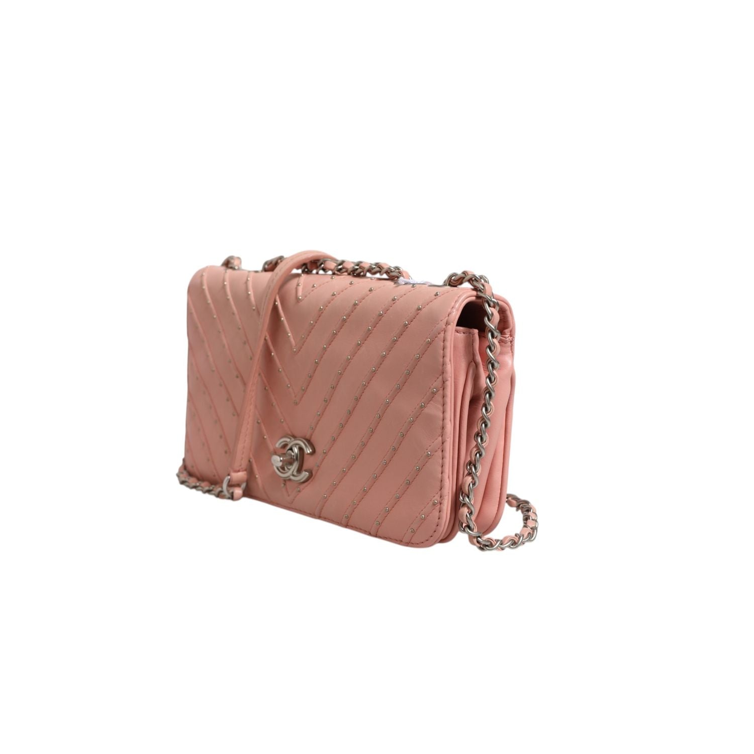 Chanel Small Classic Double Flap Bag Light Pink Chevron