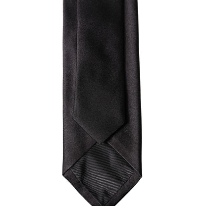 Dolce & Gabbana Black Solid 100% Silk Adjustable Men Tied Necktie Tie