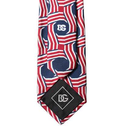 Dolce & Gabbana Multicolor Patterned Silk Adjustable Men Tied Necktie Tie