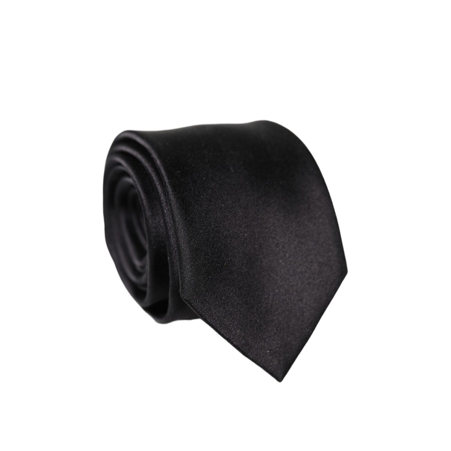 Dolce & Gabbana Black Solid Silk Satin Wide Adjustable Men Necktie Tie