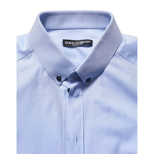 Dolce & Gabbana Light Blue Cotton Dress Formal Men Shirt