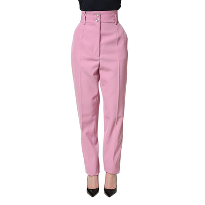 Dolce & Gabbana Pink High Waisted Polyester Trouser Pants