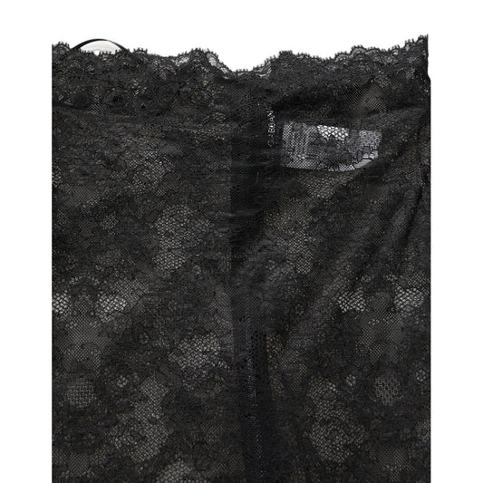 Dolce & Gabbana Black Floral Lace High Waist KneeLength Skirt