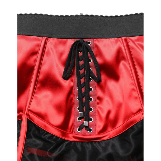Dolce & Gabbana Red Satin Corset Style High Waist Mini Skirt