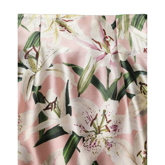 Dolce & Gabbana Pink Lilium High Waist Knee Length Skirt