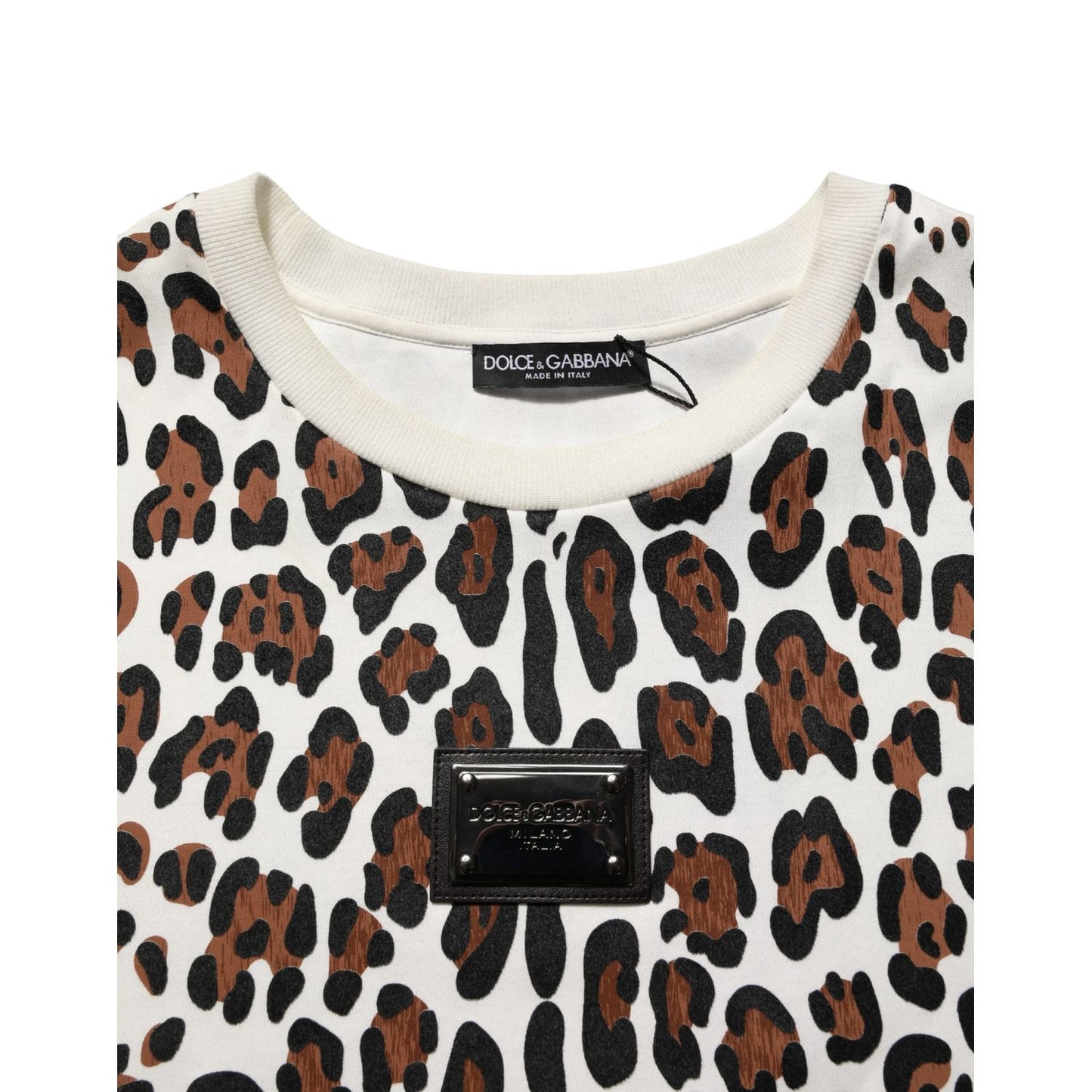 Dolce & Gabbana Multicolor Leopard Print Crew Neck T-shirt