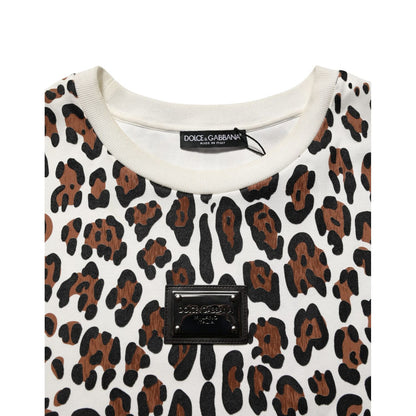 Dolce & Gabbana Multicolor Leopard Print Crew Neck T-shirt