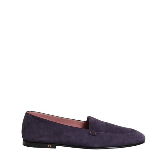 Dolce & Gabbana Violet Velvet Slip On Men Flats Loafers Shoes