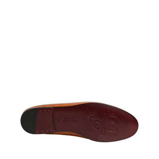Dolce & Gabbana Brown Leather Logo Slip On Men Loafers Shoes