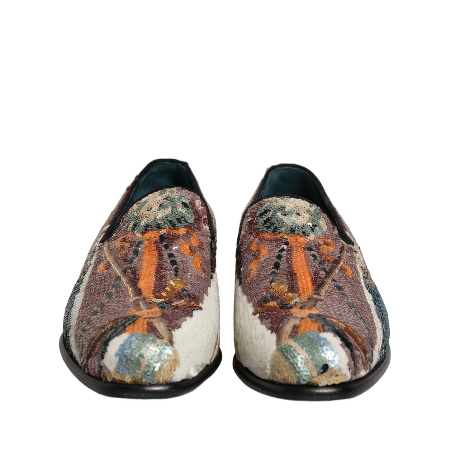 Dolce & Gabbana Multicolor Embroidered Sequin Loafers Shoes