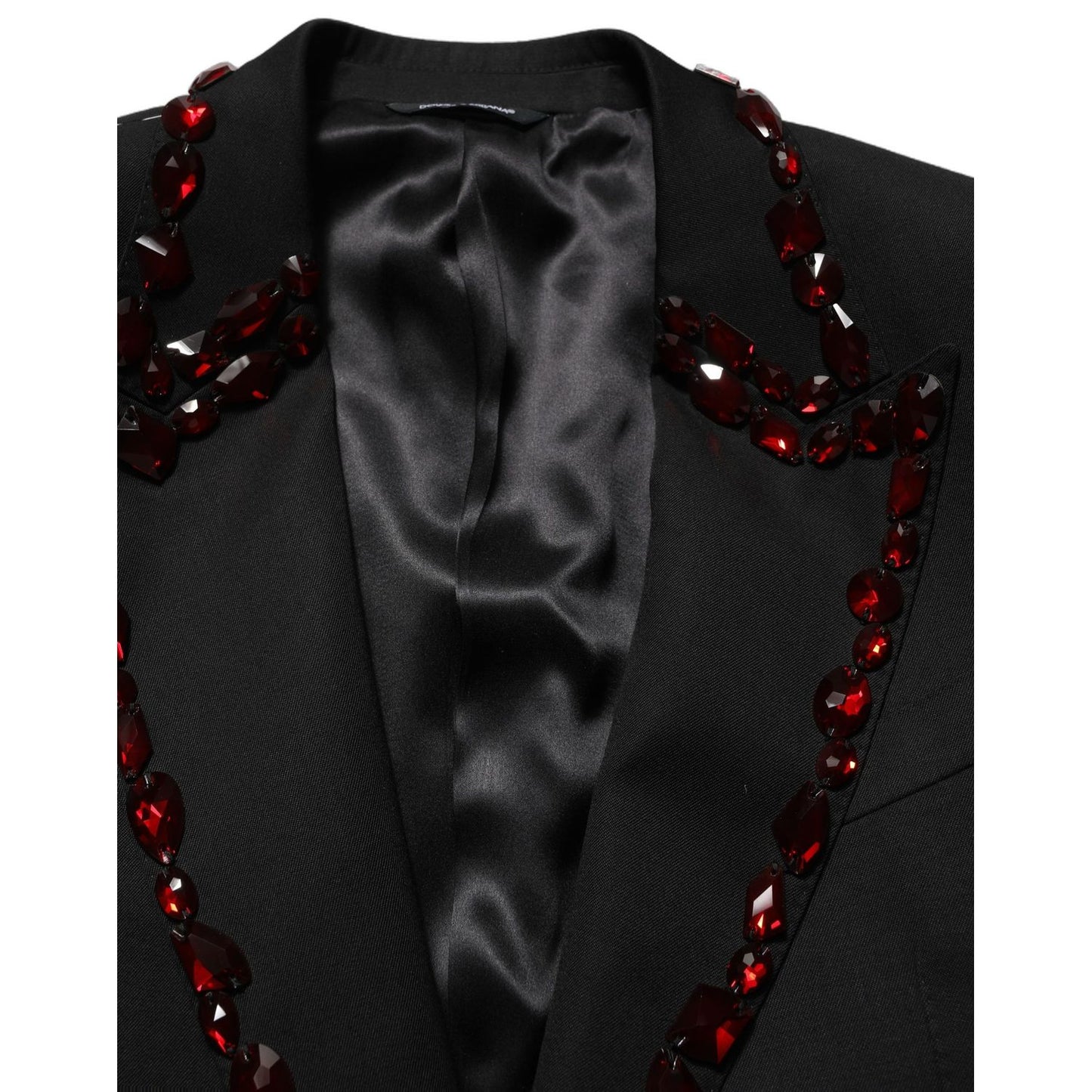 Dolce & Gabbana Black Crystal Embellished Coat Blazer Jacket