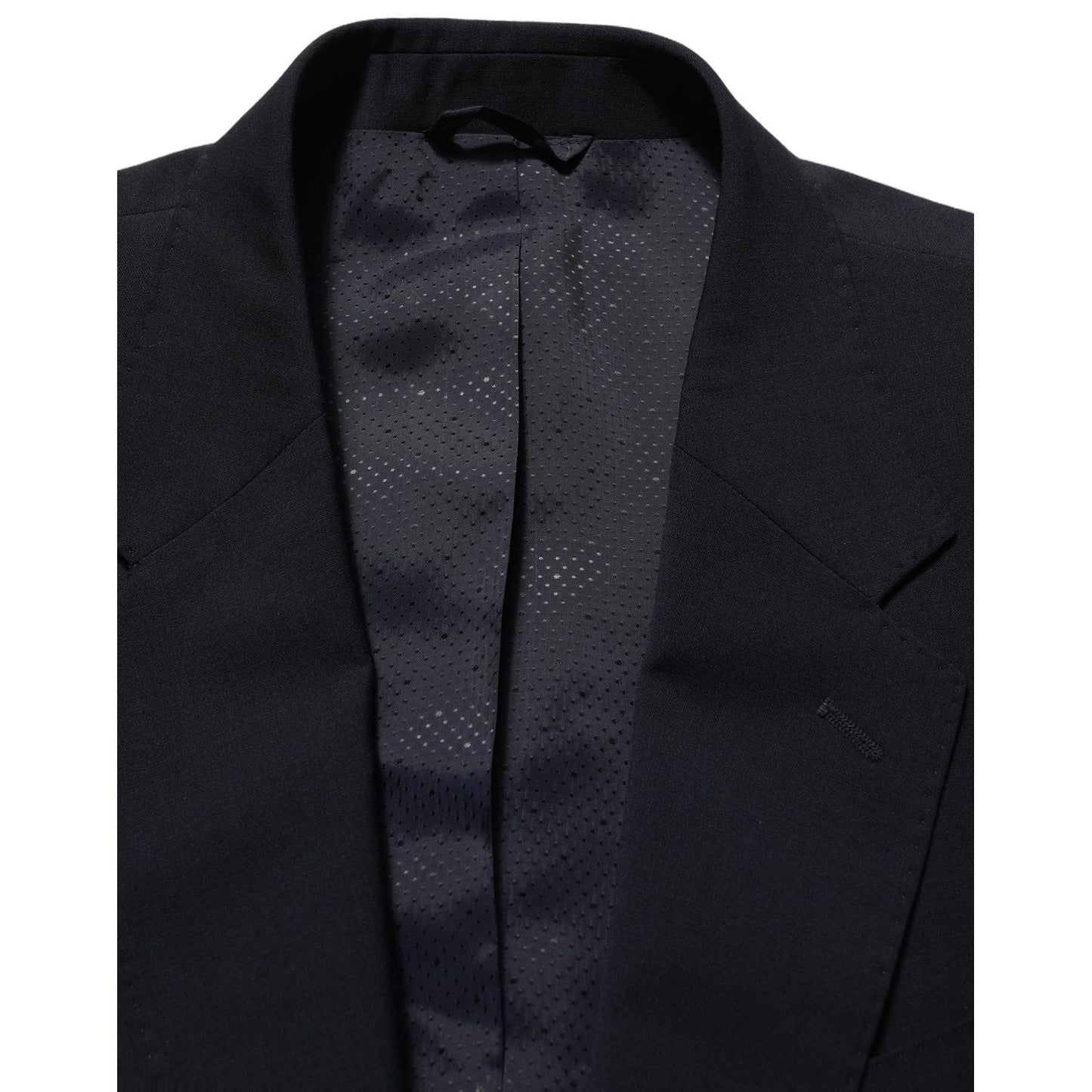 Dolce & Gabbana Dark Blue Wool Single Breasted Men Blazer Jacket