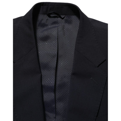 Dolce & Gabbana Dark Blue Wool Single Breasted Men Blazer Jacket