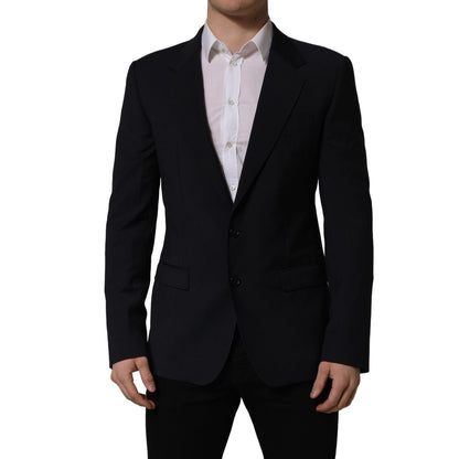 Dolce & Gabbana Dark Blue Wool Single Breasted Men Blazer Jacket