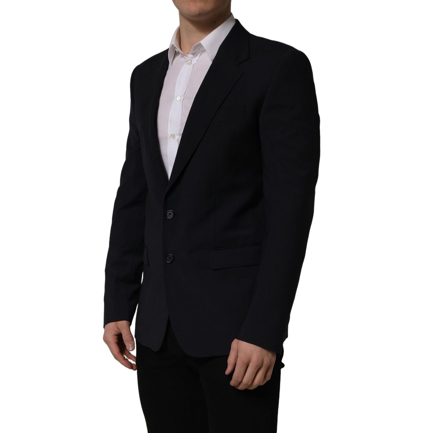Dolce & Gabbana Dark Blue Wool Single Breasted Men Blazer Jacket