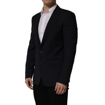 Dolce & Gabbana Dark Blue Wool Single Breasted Men Blazer Jacket