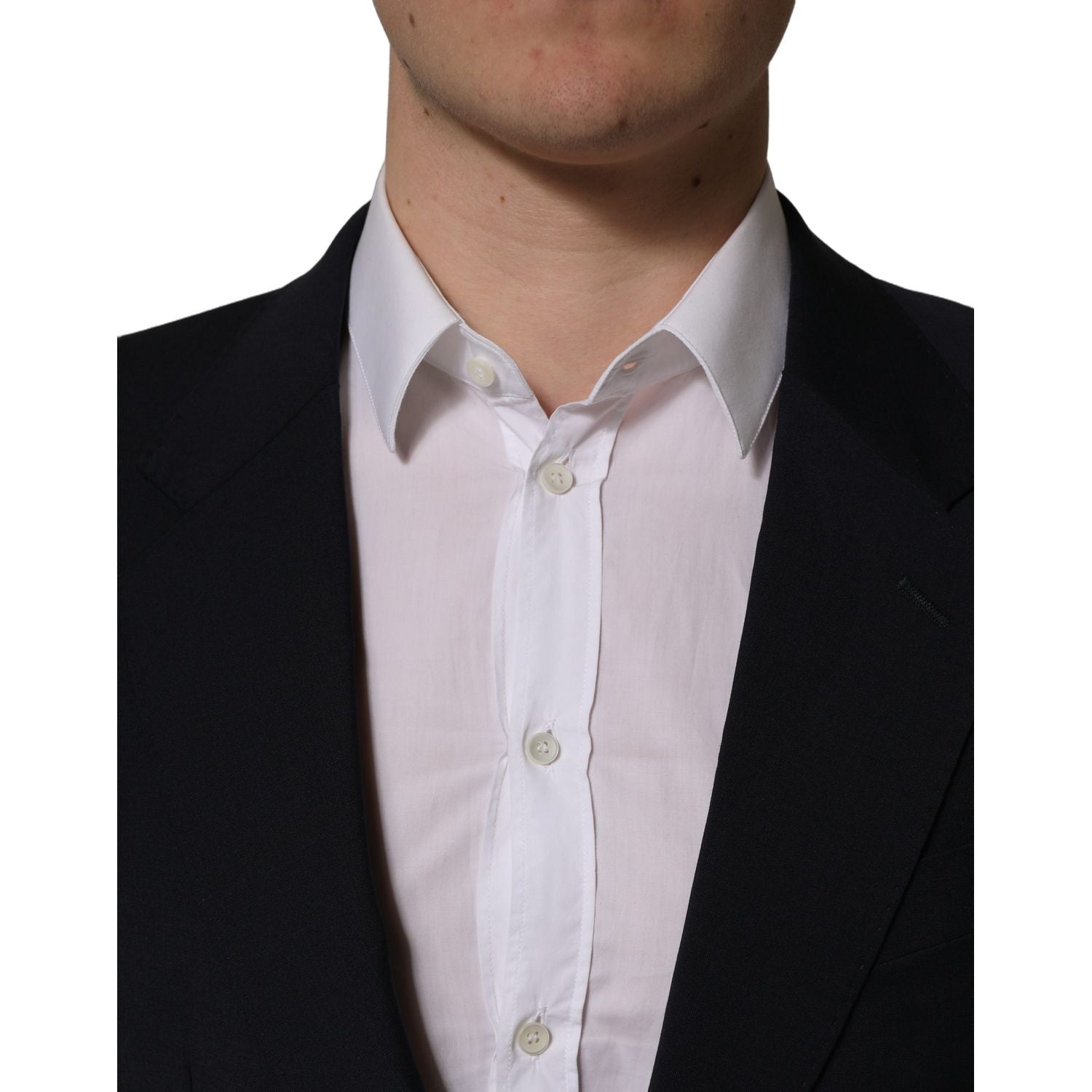 Dolce & Gabbana Dark Blue Wool Single Breasted Men Blazer Jacket